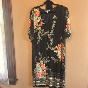 Women’s black and floral print dress